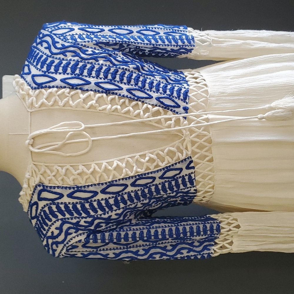 Free People Blue and Cream Mini Dress - Picture 8 of 13